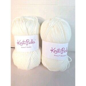 New Brava Knit Picks Worsted Weight Yarn  100g Color White  Lot Of 2